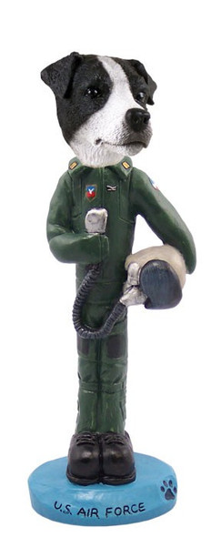 Black & White Smooth Coat Jack Russell Terrier U S Air Force Doogie Collectible Dog Figurine