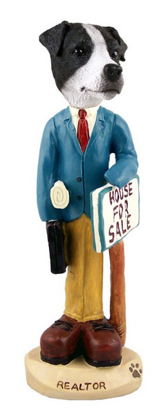 Black & White Smooth Coat Jack Russell Terrier Male Realtor Doogie Collectible Dog Figurine