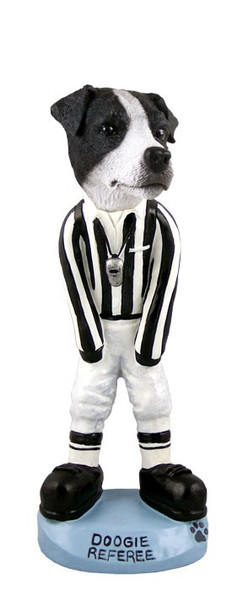 Black & White Smooth Coat Jack Russell Terrier Referee Doogie Collectible Dog Figurine