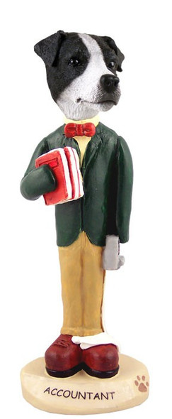 Black & White Smooth Coat Jack Russell Terrier Accountant Doogie Collectible Dog Figurine