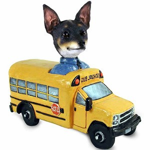 Rat Terrier School Bus Doogie Collectible Dog Figurine