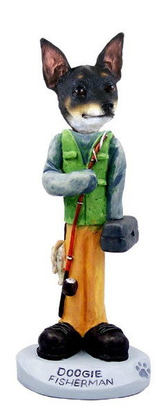 Rat Terrier Fisherman Doogie Collectible Dog Figurine