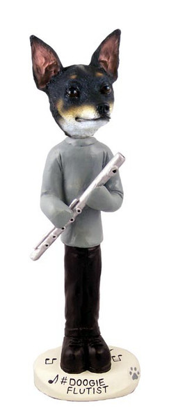 Rat Terrier Flutist Doogie Collectible Dog Figurine