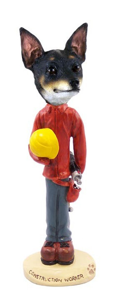 Rat Terrier Construction Worker Doogie Collectible Dog Figurine