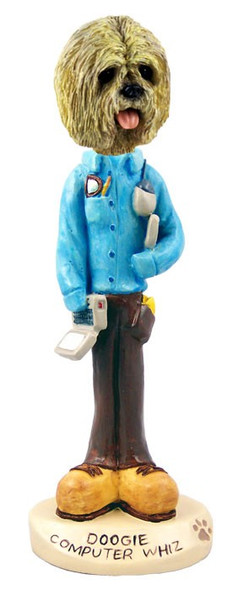 Blonde Lhasa Apso Computer Whiz Doogie Collectible Dog Figurine