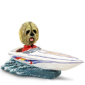 Blonde Lhasa Apso Motorboat Doogie Collectible Dog Figurine