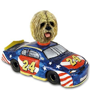 Blonde Lhasa Apso Race Car Doogie Collectible Dog Figurine