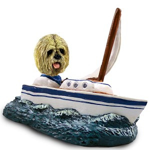 Blonde Lhasa Apso Sailboat Doogie Collectible Dog Figurine