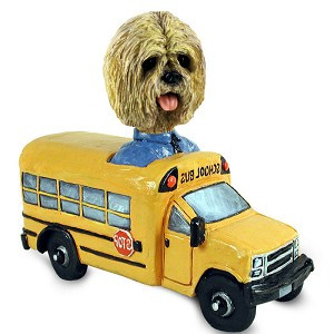 Blonde Lhasa Apso School Bus Doogie Collectible Dog Figurine
