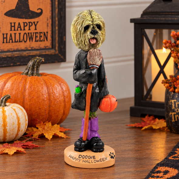 Blonde Lhasa Apso Happy Halloween Doogie Collectible Dog Figurine