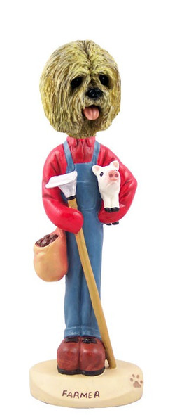 Blonde Lhasa Apso Farmer Doogie Collectible Dog Figurine