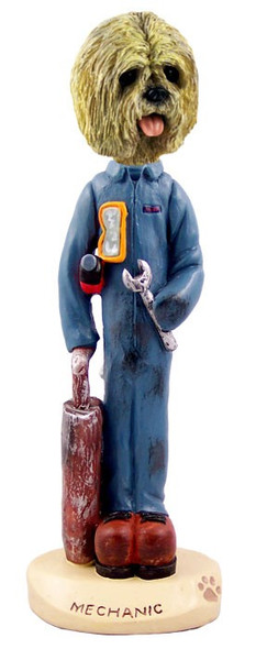 Blonde Lhasa Apso Mechanic Doogie Collectible Dog Figurine