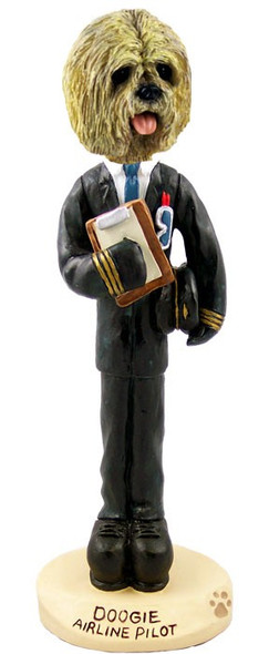Blonde Lhasa Apso Airline Pilot Doogie Collectible Dog Figurine