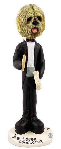 Blonde Lhasa Apso Conductor Doogie Collectible Dog Figurine