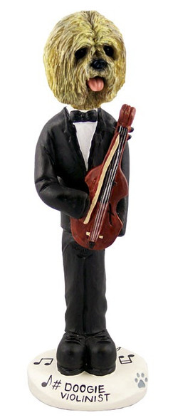 Blonde Lhasa Apso Violinist Doogie Collectible Dog Figurine