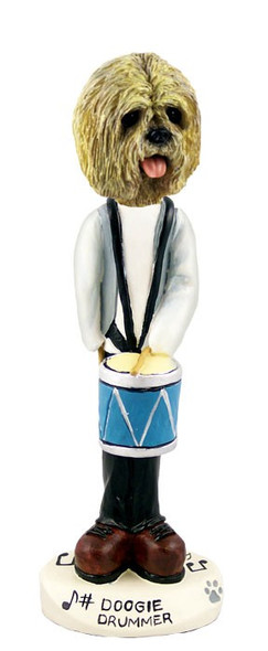 Blonde Lhasa Apso Drummer Doogie Collectible Dog Figurine