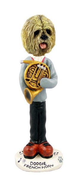Blonde Lhasa Apso French Horn Doogie Collectible Dog Figurine