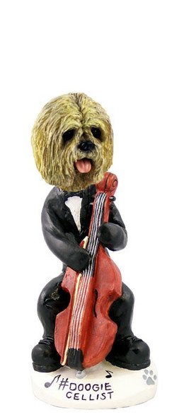 Blonde Lhasa Apso Cellist Doogie Collectible Dog Figurine