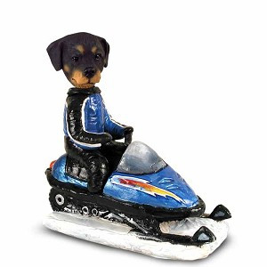 Rottweiler Snowmobile Doogie Collectible Dog Figurine