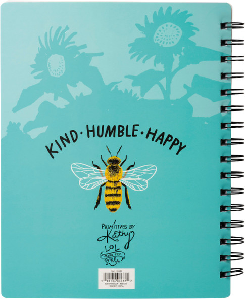 Bumblebee & Sunflower Bee Kind Bee Humble Bee Happy Spiral Notebook (120 Lined Pages) from Primitives by Kathy