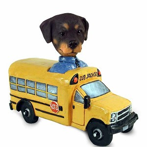 Rottweiler School Bus Doogie Collectible Dog Figurine