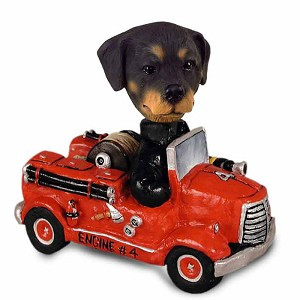 Rottweiler Fire Engine Doogie Collectible Dog Figurine