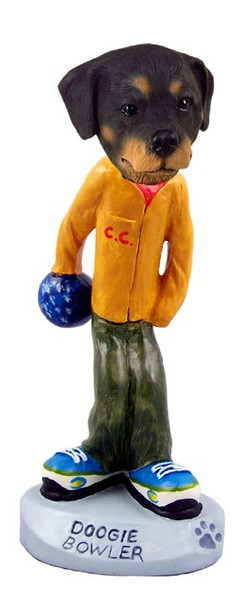 Rottweiler Bowler Doogie Collectible Dog Figurine