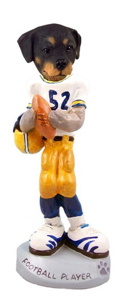 Rottweiler Football Player Doogie Collectible Dog Figurine