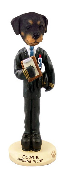 Rottweiler Airline Pilot Doogie Collectible Dog Figurine