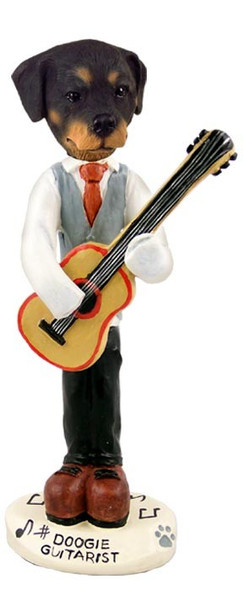 Rottweiler Guitarist Doogie Collectible Dog Figurine