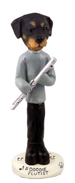 Rottweiler Flutist Doogie Collectible Dog Figurine