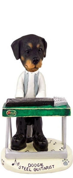 Rottweiler Steel Guitarist Doogie Collectible Dog Figurine