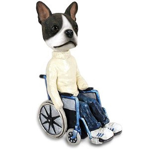 Boston Terrier Wheelchair Doogie Collectible Dog Figurine
