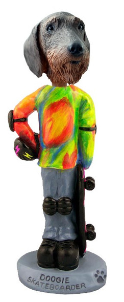 Wirehaired Dachshund Skateboarder Doogie Collectible Dog Figurine