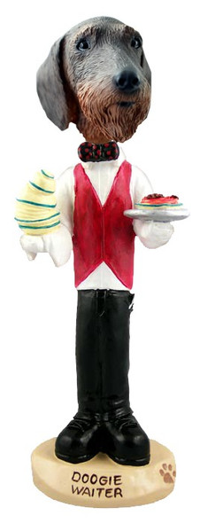 Wirehaired Dachshund Waiter Doogie Collectible Dog Figurine