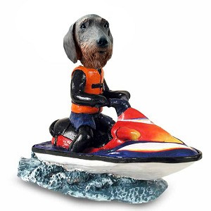Wirehaired Dachshund Jet Ski Doogie Collectible Dog Figurine