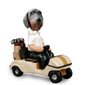 Wirehaired Dachshund Golf Cart Doogie Collectible Dog Figurine