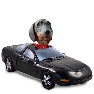Wirehaired Dachshund Sports Car Doogie Collectible Dog Figurine