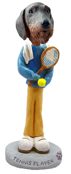 Wirehaired Dachshund Tennis Player Doogie Collectible Dog Figurine
