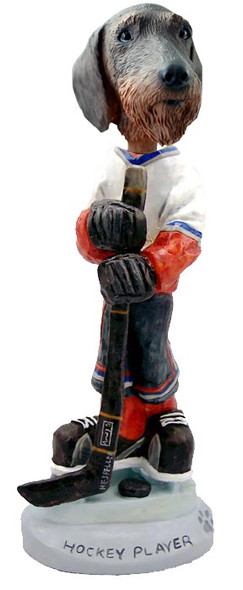Wirehaired Dachshund Hockey Player Doogie Collectible Dog Figurine