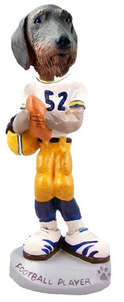Wirehaired Dachshund Football Player Doogie Collectible Dog Figurine