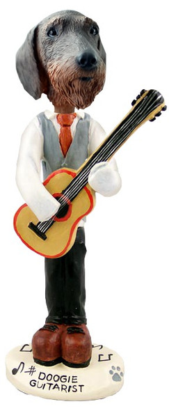 Wirehaired Dachshund Guitarist Doogie Collectible Dog Figurine