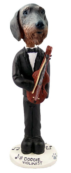 Wirehaired Dachshund Violinist Doogie Collectible Dog Figurine