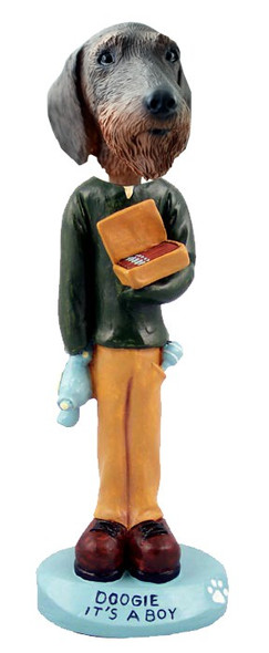 Wirehaired Dachshund It's a Boy Doogie Collectible Dog Figurine