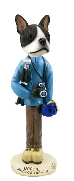 Boston Terrier Photographer Doogie Collectible Dog Figurine