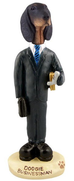 Black & Tan Coonhound Businessman Doogie Collectible Dog Figurine