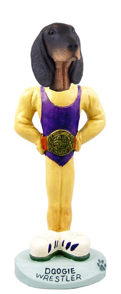 Black & Tan Coonhound Wrestler Doogie Collectible Dog Figurine