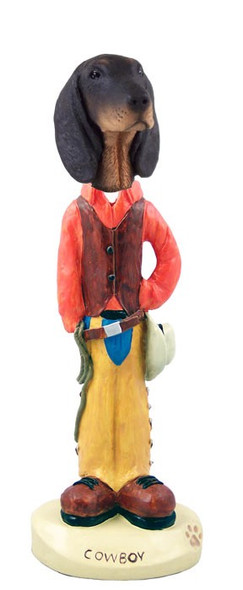 Black & Tan Coonhound Cowboy Doogie Collectible Dog Figurine
