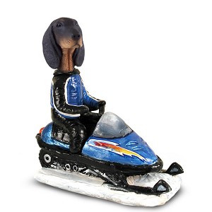 Black & Tan Coonhound Snowmobile Doogie Collectible Dog Figurine