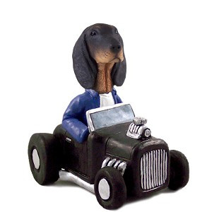 Black & Tan Coonhound Hot Rod Doogie Collectible Dog Figurine